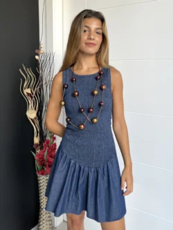 Vestido Tirantes Drapeado Vaquero - Imagen 2