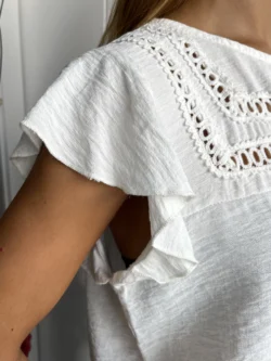 Blusa Bordada Cordón Blanca - Imagen 8