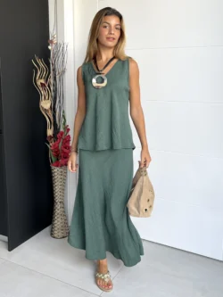 Blusa Básica Tirantes Verde Botella - Imagen 5