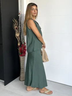 Falda Midi Verde Botella - Imagen 6