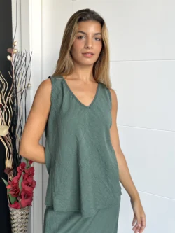 Blusa Básica Tirantes Verde Botella - Imagen 4