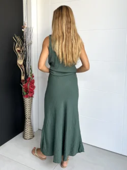 Falda Midi Verde Botella - Imagen 7