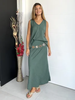 Falda Midi Verde Botella