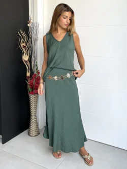 Falda Midi Verde Botella - Imagen 2