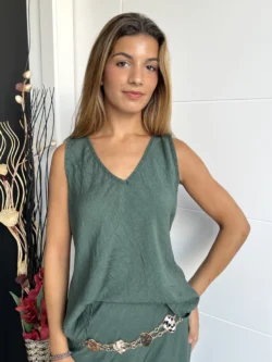 Blusa Básica Tirantes Verde Botella - Imagen 3