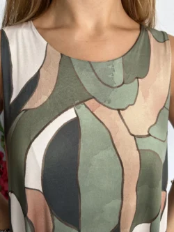 Vestido Seda Fría Manchas Verde y Camel - Imagen 9