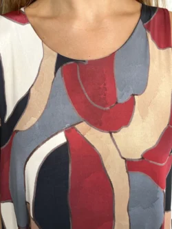 Vestido Seda Fría Manchas Rojo y Gris - Imagen 9