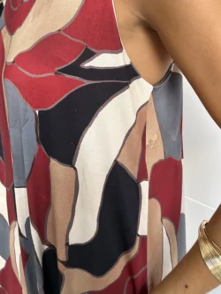 Vestido Seda Fría Manchas Rojo y Gris - Imagen 10