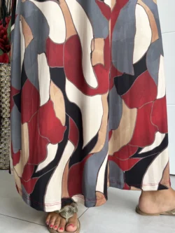 Vestido Seda Fría Manchas Rojo y Gris - Imagen 11