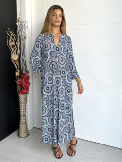 Vestido India Estampado Azul Oscuro - Imagen 3