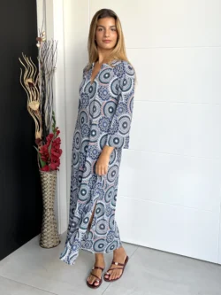 Vestido India Estampado Azul Oscuro - Imagen 5