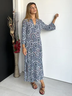 Vestido India Estampado Azul Oscuro - Imagen 4