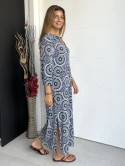 Vestido India Estampado Azul Oscuro - Imagen 6