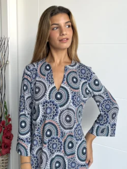 Vestido India Estampado Azul Oscuro - Imagen 2