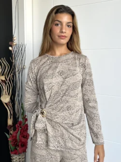 Blusa Bless Animal Print beige y negro mujer Azaleamodashop