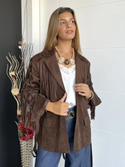 Chaqueta Flecos Marrón - Imagen 2