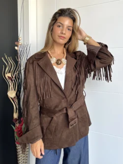 Chaqueta Flecos Marrón