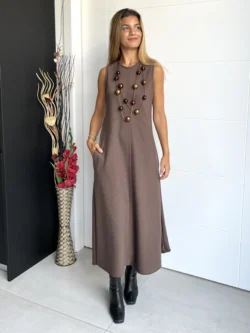Vestido Midi Recto Chocolate - Imagen 3