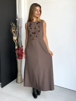 Vestido Midi Recto Chocolate - Imagen 8
