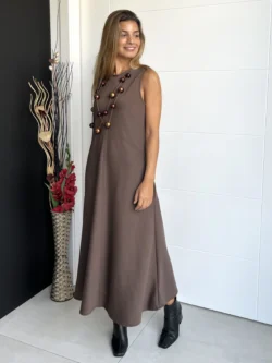 Vestido Midi Recto Chocolate - Imagen 5