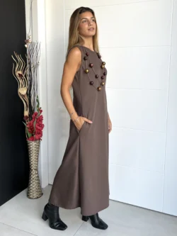 Vestido Midi Recto Chocolate - Imagen 4