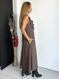 Vestido Midi Recto Chocolate - Imagen 7