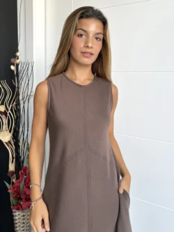 Vestido Midi Recto Chocolate - Imagen 6