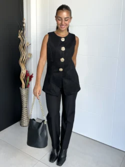 Pantalón Vestir Recto Negro - Imagen 3