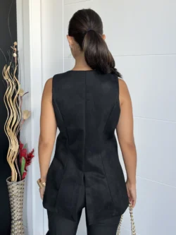 Chaleco Ante Negro Botones Dorados - Imagen 6