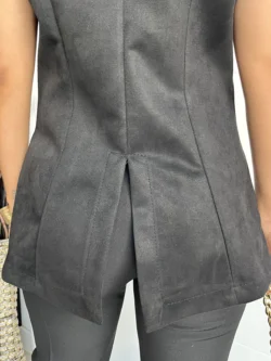 Chaleco Ante Negro Botones Dorados - Imagen 10