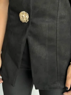 Chaleco Ante Negro Botones Dorados - Imagen 9