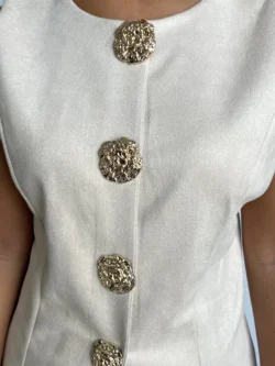 Chaleco Ante Beige Botones Dorados - Imagen 7
