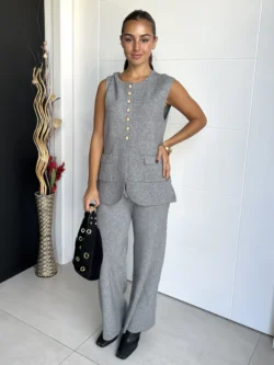 Pantalón Punto Suave Gris - Imagen 3