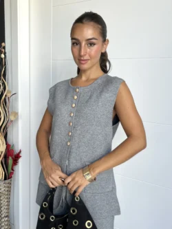 Chaleco Punto Suave Gris - Imagen 2