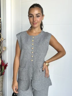 Chaleco Punto Suave Gris