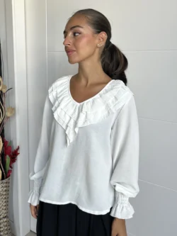 Blusa Pico Volantes Blanca - Imagen 4