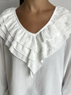 Blusa Pico Volantes Blanca - Imagen 7