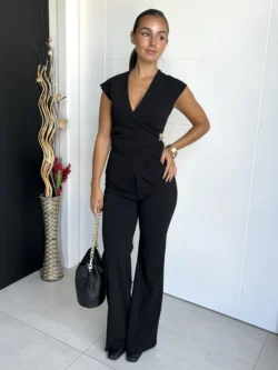 Pantalón Vestir Botón Negro - Imagen 2