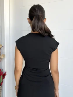 Blusa Cruzada Negra Detalle Dorado - Imagen 5
