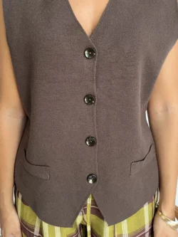 Chaleco Punto Botones Chocolate - Imagen 5