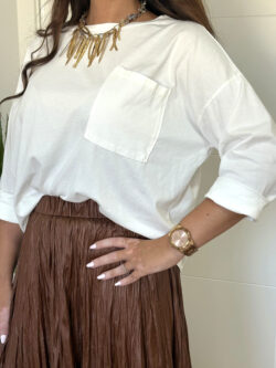 Camiseta Blanca Oversize Bolsillo - Imagen 2