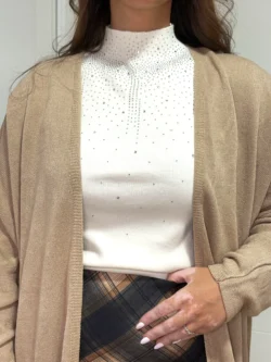 Chaqueta Punto Larga Beige - Imagen 4