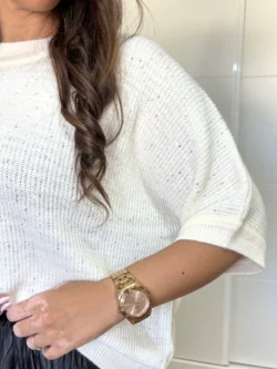 Jersey de Punto Blanco con Lentejuelas - Manga Caída - Imagen 5