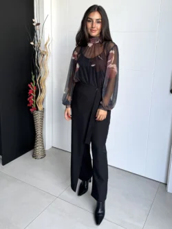 Pantalón Negro Tiro Alto Cruzado - Imagen 2