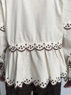 Blusa Beige Bordada Manga Larga Boho Chic - Imagen 8