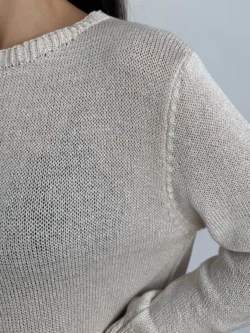 Jersey Punto Suave Manga Larga Beige - Imagen 6