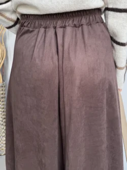 Falda Larga Marrón Efecto Antelina - Imagen 7