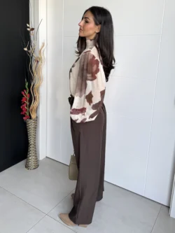 Pantalón Ancho Satén Chocolate - Imagen 3