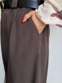 Pantalón Ancho Satén Chocolate - Imagen 6