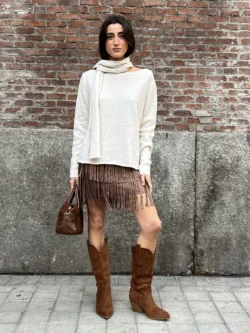 Suéter Crudo Con Bufanda Incluida - Imagen 8